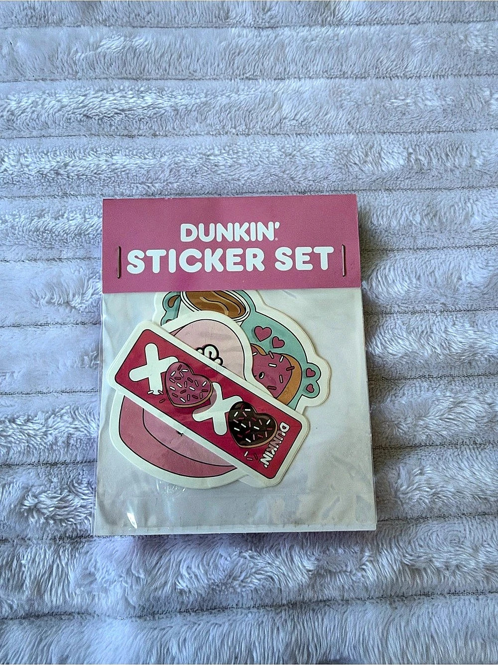 Dunkin' Valentine's Sticker Set Pink & Red